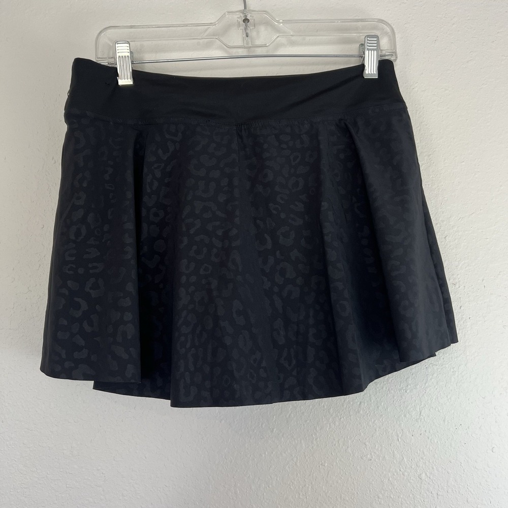 NIKE Dri Fit Pleated Black Animal Print Skort Skirt Tennis Golf Size LARGE - Picture 3 of 5